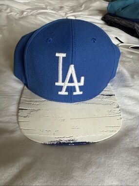 American Needle Kids LA Logo Snapback in Blue and White